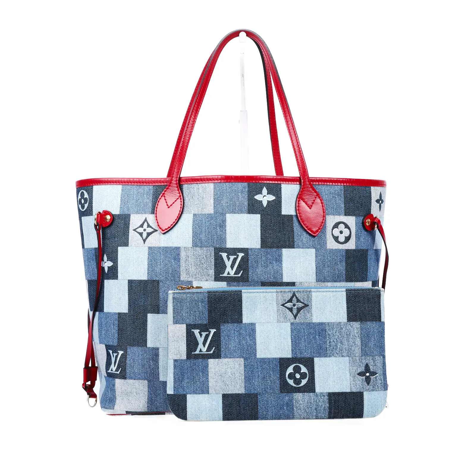 Pre-owned Louis Vuitton Denim Top Handle Bag Neverfull Blue 59985089
