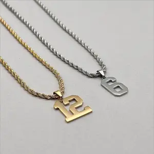 AS321 Sports Number Necklace for Boys, Number Pendant Necklace for Athletes, Football Number Necklace Christmas Gift