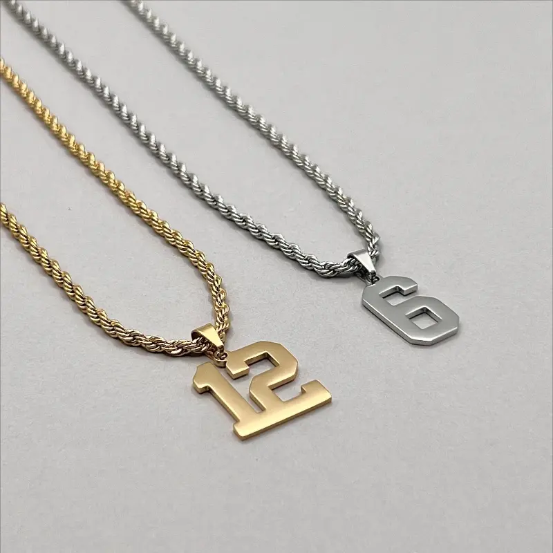 AS321 Sports Number Necklace for Boys, Number Pendant Necklace for Athletes, Football Number Necklace Christmas Gift