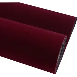 Self Adhesive Velvet Flock Contact Paper Liner for Jewelry Drawer 17.7" x 117" Craft Fabric Peel and Stick, Soft Velvet Liner for Drawer DIY Maroon Color