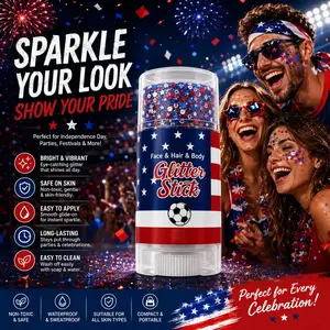 4th of July Patriotic America Flag Star Face Body Glitter,Red White Blue Hair Glitter Stick，Fourth of July Outfit Accessories for Women Kids,USA  Accessories for Independence Day,250th Outfits for Women, Waterproof Glitter Makeup for Football Game