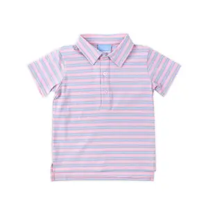 Pink & Blue Stripe Polo Shirt - Boys Soft Knit Polo