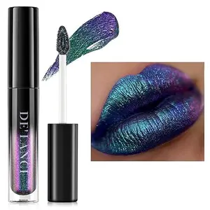 WAWALA blue ocean lip gloss Chameleon liquid lipstick blue green purple, glitter metallic color lip gloss for women girls lips makeup gift, moisturizing waterproof long lasting lipstick shiny, talc free, Glossy Cosmetic