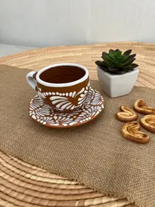 Talavera tea or coffee cup and saucer set handmade Talavera tea or coffee cup and saucer set handmade