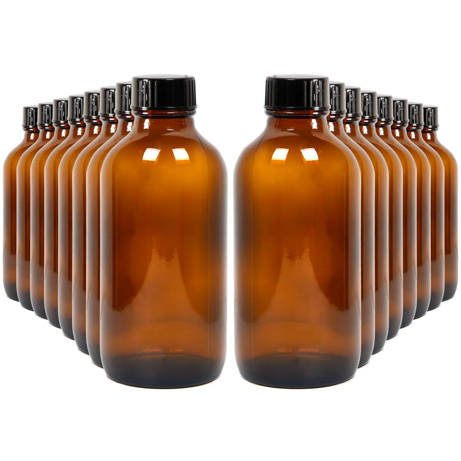 12 Pack Empty Glass Bottles with ,  Glass Tight Seal , Refillable Container for Essential Oils, Vanilla Extract and More (4 Ounce)