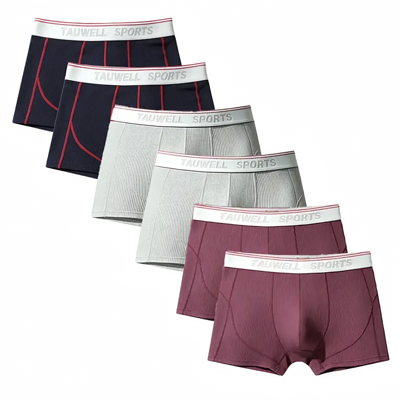 Tauwell Men's Sporty Knit Boxer Briefs, 4-Pack Low Rise Trunks with Retro Waistband for Workout & Casual Wear