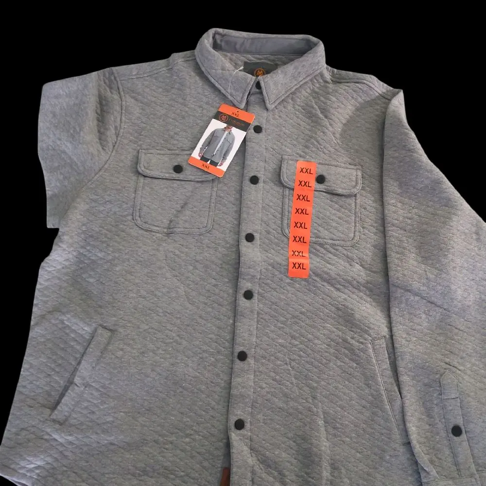 Men Quilted Shirt Casual Knit Menswear Top Jackets Cloud Long Sleeve
