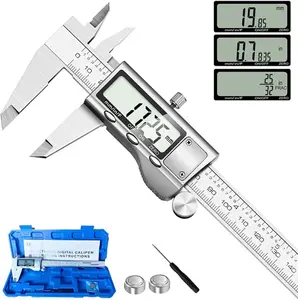 Digital Caliper Measuring Tool, Stainless Steel Vernier Caliper Digital Micrometer with Large LCD Screen