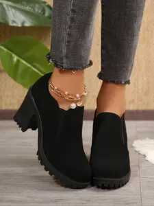 New Women's Loafers with Butterfly Decoration, Chunky Heel Design, Frayed Hem, Rubber, Outdoor Commuter Fashion Shoes