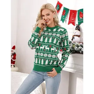 YESFASHION Family Christmas Sweater Reindeer Snowflake Pattern Crew Neck Holiday Pullover Knitwear
