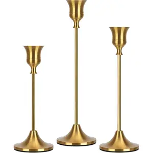 Candlestick Holders Taper Candle Holders, Candle Stick Holders Set of 3, Brass  Candlestick Holder, Candle Holder for Wedding Party Dining