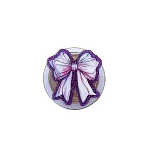 Glitter Coquette Magsafe Phone Grip, Multi Color Vintage Bow Phone Holder, Pink Black Bow Accessory for BookTok, Girly Gift, Black Pink Coquette Acrylic Pop Socket