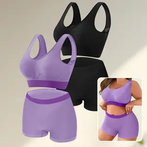 Morelect Women's Seamfree Underwear Bundle, Plus Size Wireless Bras & High Waist Boyshorts, No Show Tummy Control Panty Set, All Season Comfort,mothersdaygift.