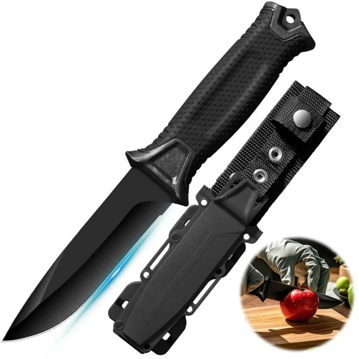Stainless Steel Multi-Function Kitchen Knife - Thick, Ergonomic, Durable, Rustproof, Scratch-Resistant Fixed Cutting Tool for Home, Restaurant Use