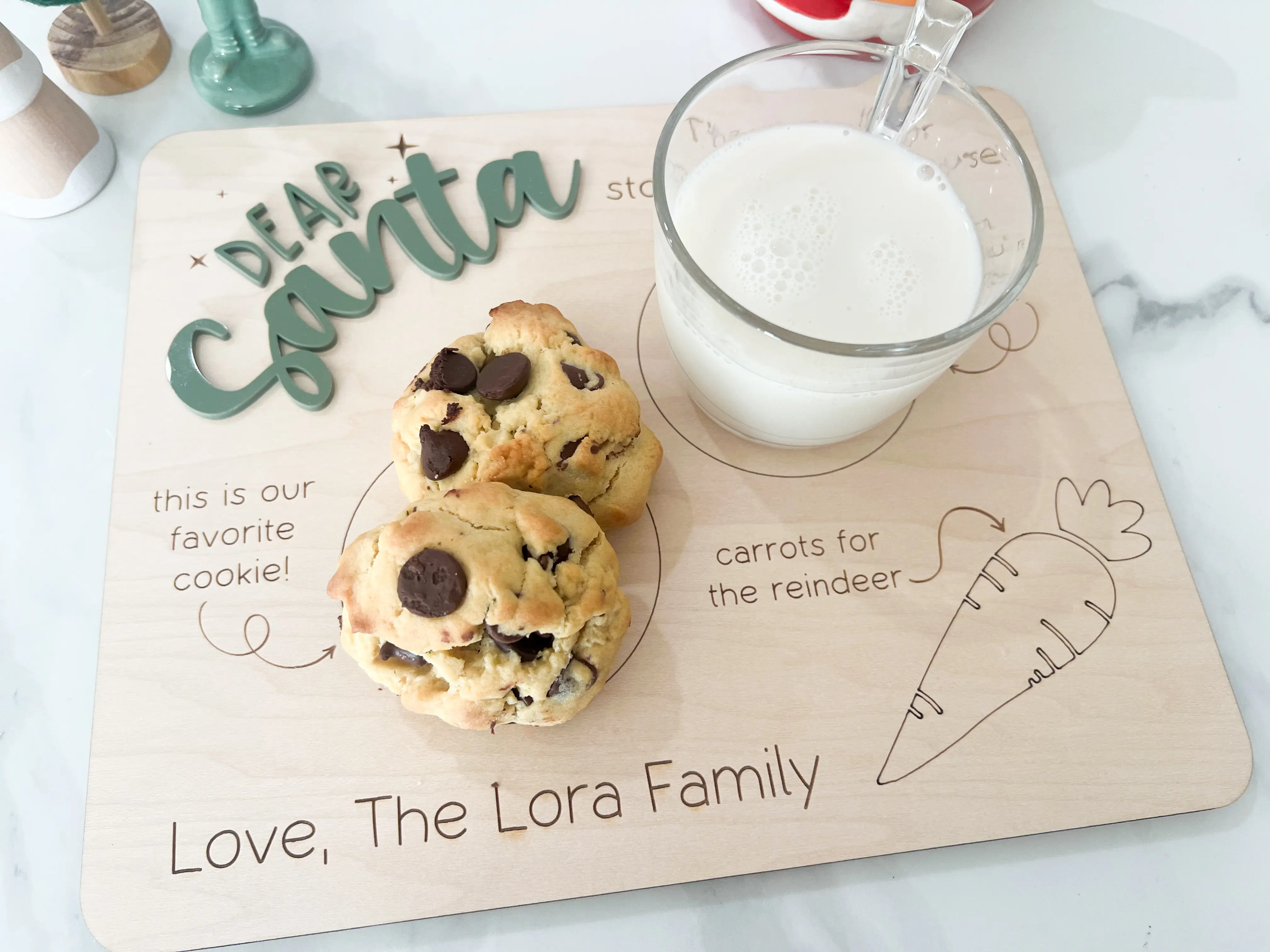 Santa Cookie Plate, Santa's Milk And Cookie Tray, Dear Santa Treat Board, Personalized Christmas Eve Kids Cookie Plate, Cookies For Santa