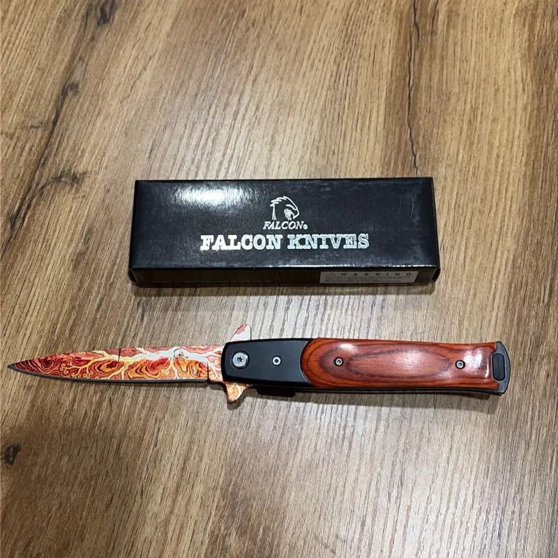 Lava Design Pocket Knife with Wood Handle, Everyday Carry Tool for Sports & Outdoor Camping Hiking