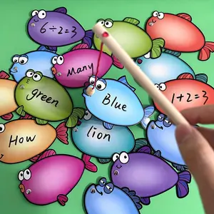 DIY Erasable Fishing Game Cards, Bilingual Flash Cards, Bilingual Instruction Cards, Visual Stimulation Cards, Reusable Learning Tools for Kids, Creative Teaching Aids, Spelling Practice, Word Cards, Multi-Scene Study Supplies