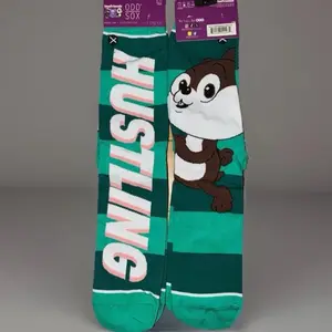 Odd Sox x VeeFriends Hustling Hamster Crew Socks Green Striped Mens Size 8-12 NWT Comfortable & Stylish