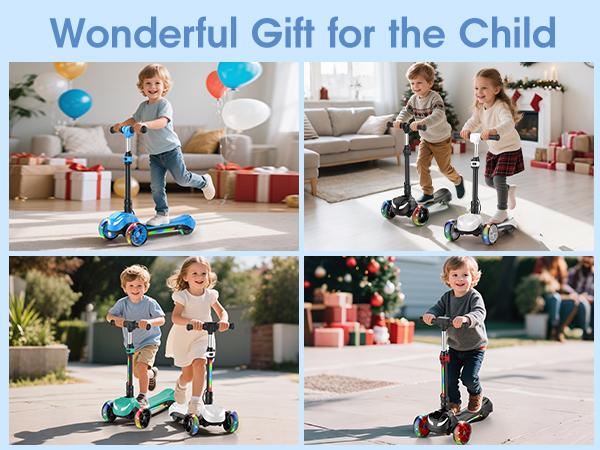 【Kids Love It!】3-Wheel Electric Scooter for Kids Ages 3-8, Electric Kick Scooter with 2 Speed Settings, Long Battery Life, Bluetooth Speaker, Flashing LED Wheels, Lightweight & Stable for Boys Girls