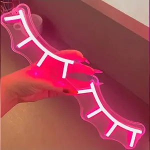 LED Eyelash Sign, Neon Light Wall Art Decor, LED Lights, Adjustable Brightness, USB Powered, Easy to Hang, Modern Bedroom Decoration