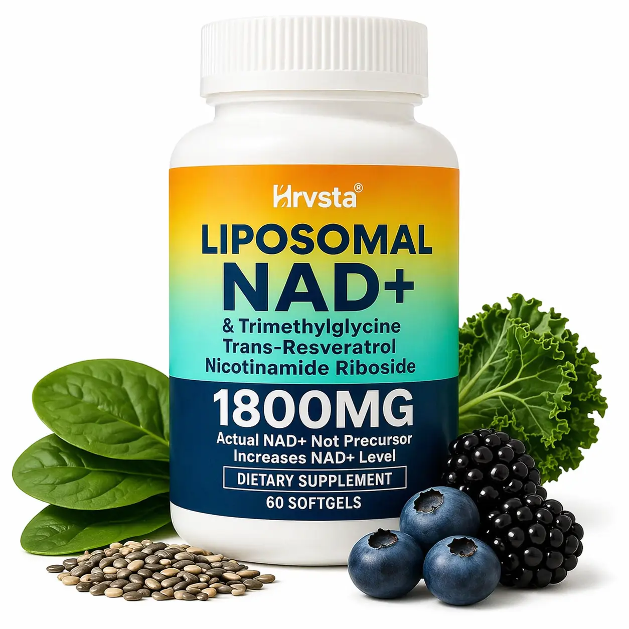 NAD+ Supplement 1800 mg l Highest NADP Saturation | Maximum Absorption | Pure NAD Supplement Energy & DNA Repair, Anti-Aging, Brain Function Best with Di