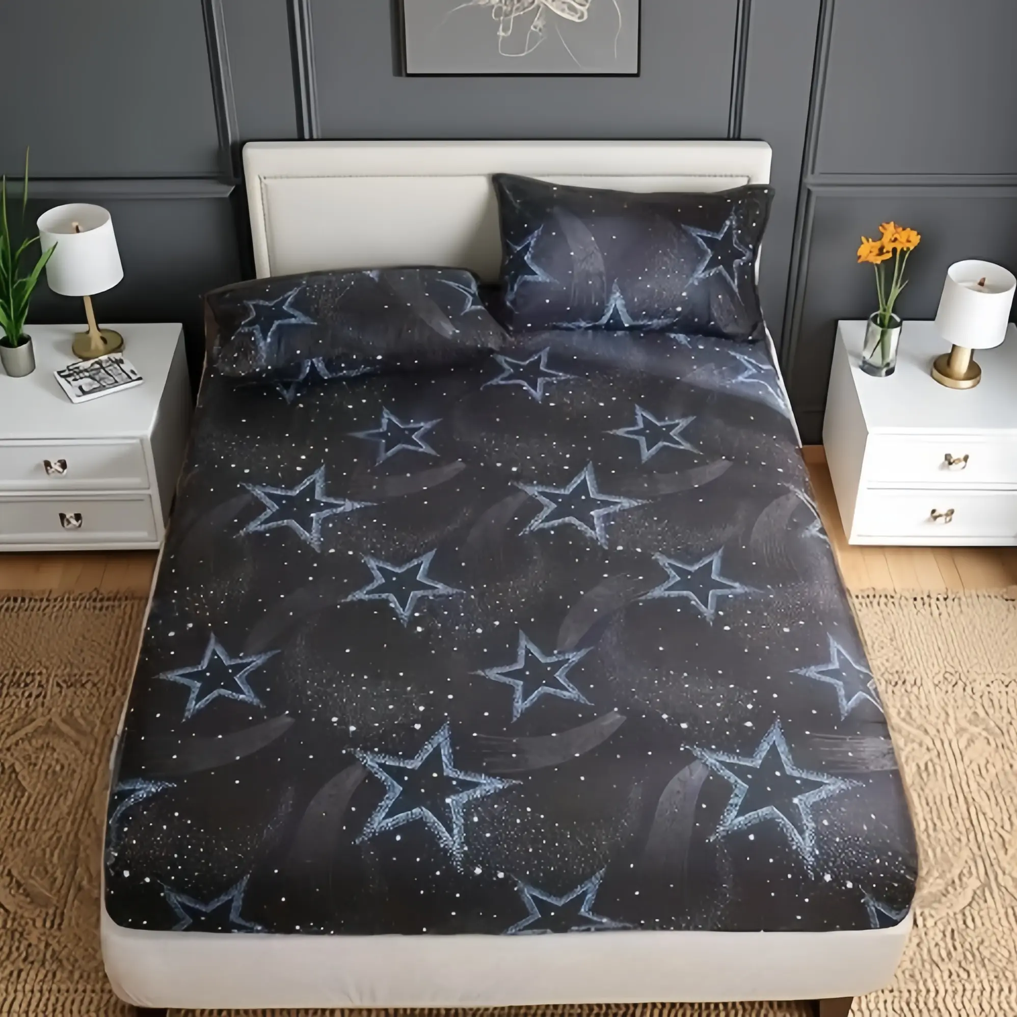 Soft Flannel Bed Sheet with Deep Pockets, Comfortable Bedroom Linen Set, 3-Piece Kit Includes 1 fitted sheet + 2 Pillowcases, Bed Sheets Set, Soft Comfy Bedding, Bed Linens