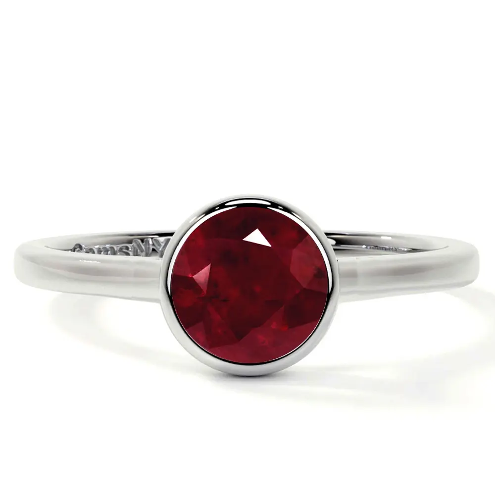 Bezel Set Round Ruby Solitaire Ring (0.65cts.)- RRB002-5X5-AA