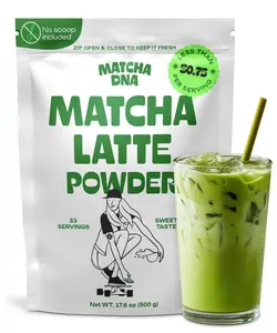MatchaDNA Matcha Latte – Sweet Matcha Latte Powder with Milk, No Sugar Added – Green Tea Lattes Mix for Hot or Iced Drinks – Organic Macha Tea, Antioxidant Rich, Smooth Energy Boost (17.6 oz Pouch)