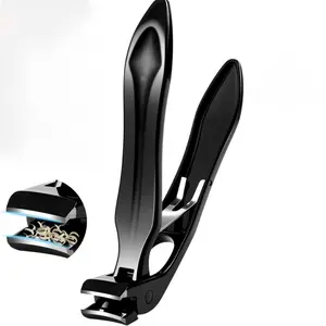 Wide Jaw Opening Nail Clippers, Toenail Clippers for Seniors Thick Nails, Angled Head Large Nail Clippers for Men Women with Nail File, Fingernail Cutter with  Long Handle, Black