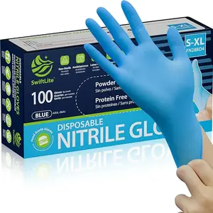Nitrile Gloves, Food Safe Disposable Gloves Latex Free, Blue Rubber Gloves Powder Free for Cooking and Cleaning