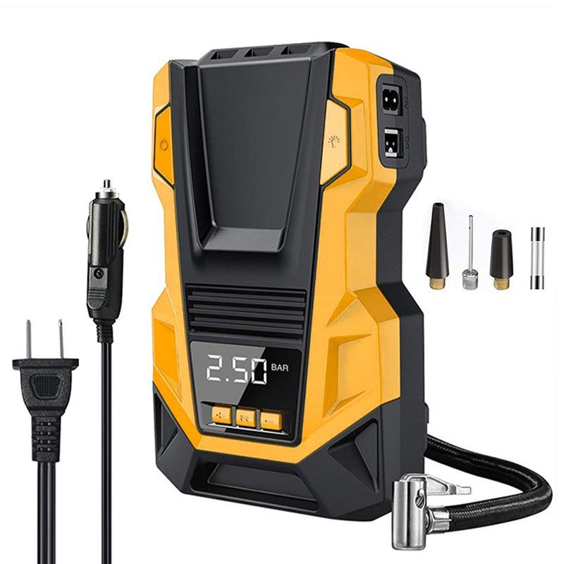 AC/DC 12V  Portable Compressor Electric Car Compressor with LED Car Tyre Inflator Pump Dual-Purpose Suitable for Car Motorcycle