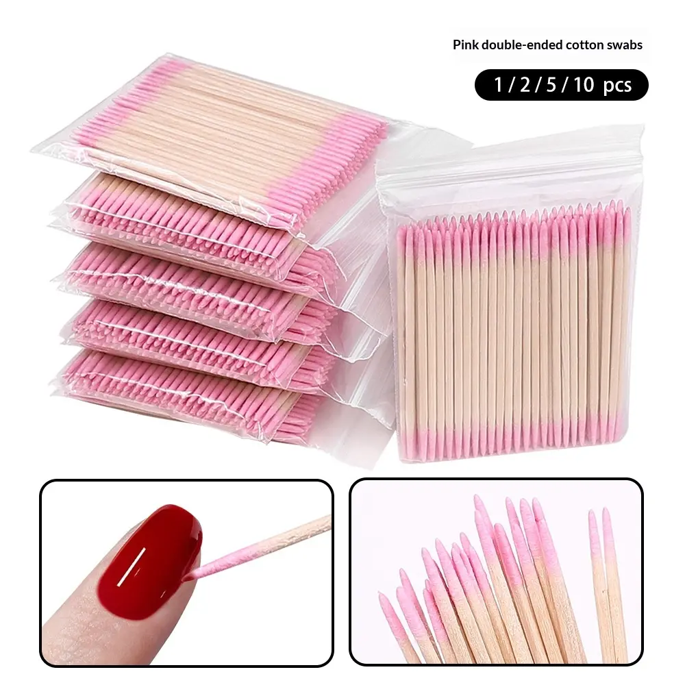 7CM double pointed cotton swab, embroidered cotton swab, disposable eyebrow painting, eyelash cleaning, cotton swab stick, nail tool