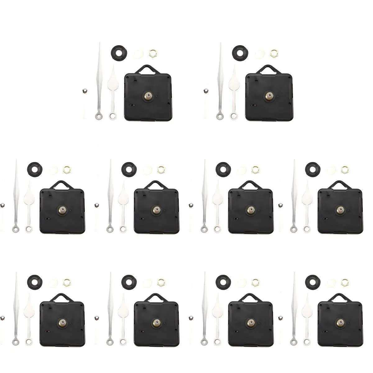 DIY Silent Quartz Clock Movement Kit Repair Parts, Accurate Timing & Energy Efficient Mechanism for Wall Clock & DIY Projects, Aluminum Plastic Spindle Hands Set, 10 Pcs