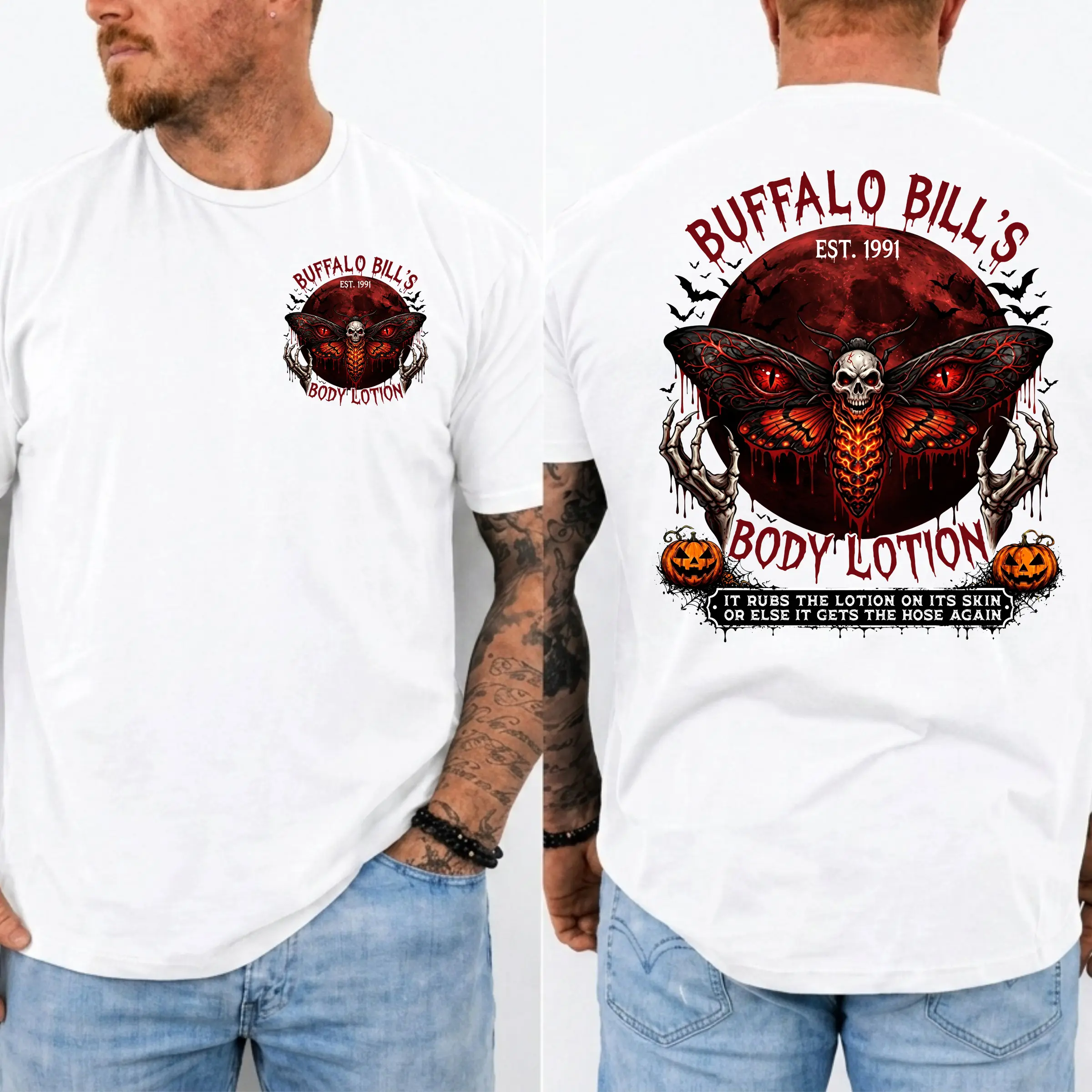 Buffalo Bill's Body Lotion Horror T-Shirt – Vintage Serial Killer Movie Inspired Graphic Tee, Halloween Gothic Shirt