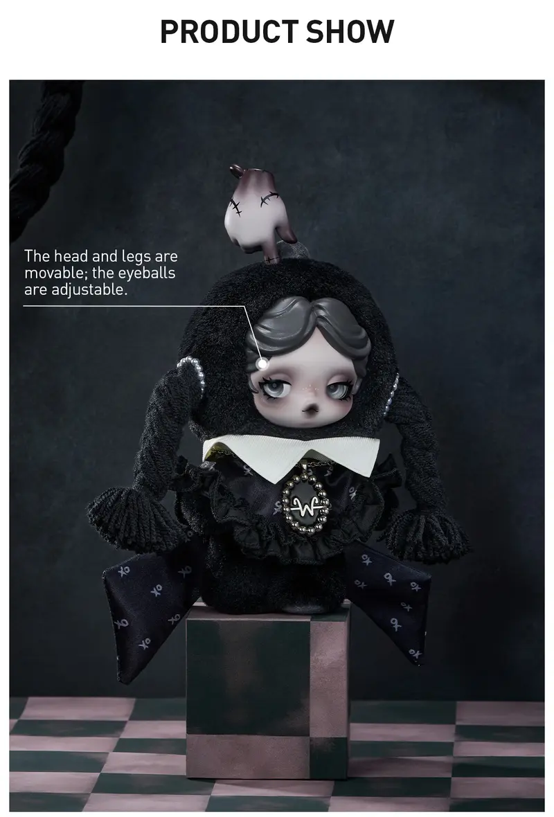 SKULLPANDA × Wednesday Plush（Classic Dress Version） | Black
