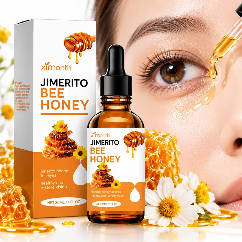 Natural Jimerito Honey Eye Drops - 1 fl oz Gentle Eye Serum for All Skin Types, Daily Moisturizer with Dropper, Soothing Relief, Vision Support, Fragrance-Free Hydrate & Moisture Boost, Healthy Aging Care