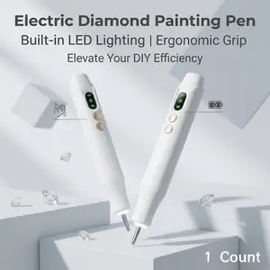 Electric Diamond Painting Pen LED Light Up Vibrating Drill Pen Adjustable Suction Power Tool for 5D Full Drill Diamond Art Rhinestone Rhombus Gemstone Placement Tool Kit Accessories Wax-Free DIY Craft Supplies