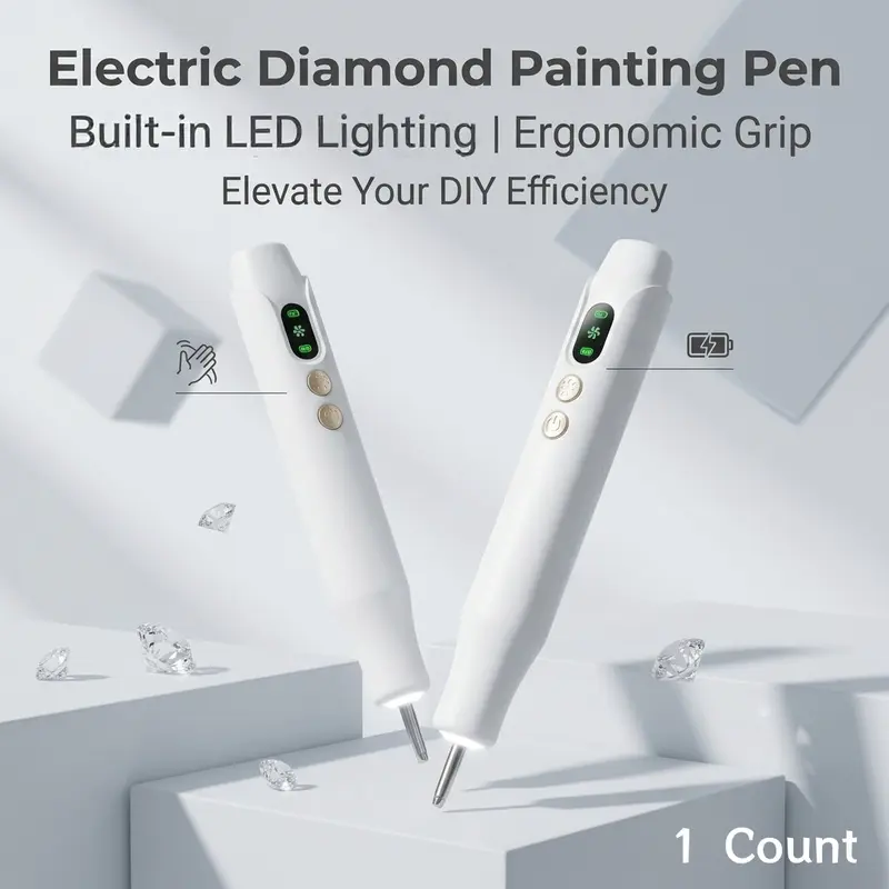 Electric Diamond Painting Pen withLight, Diamond Art Kits for Adults,Cordless, 2 Adjustable Suction Levels, Rechargeable, Diy Crafts Tools
