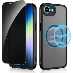 for  16e 2025 Case Compatible with MagSafe, [with  Screen Protector] Translucent Shockproof Slim Protective Phone Case for  16e 6.1 inch, Black