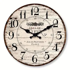 10 inch Vintage Wooden Wall Clock Measuring, Powered by Batteries And Silent, Suitable for Decorating Living Rooms, Bedrooms, Homes, Kitchens, And Aesthetic Spaces, Making It an Ideal Holiday Gift (Batteries Not Included)