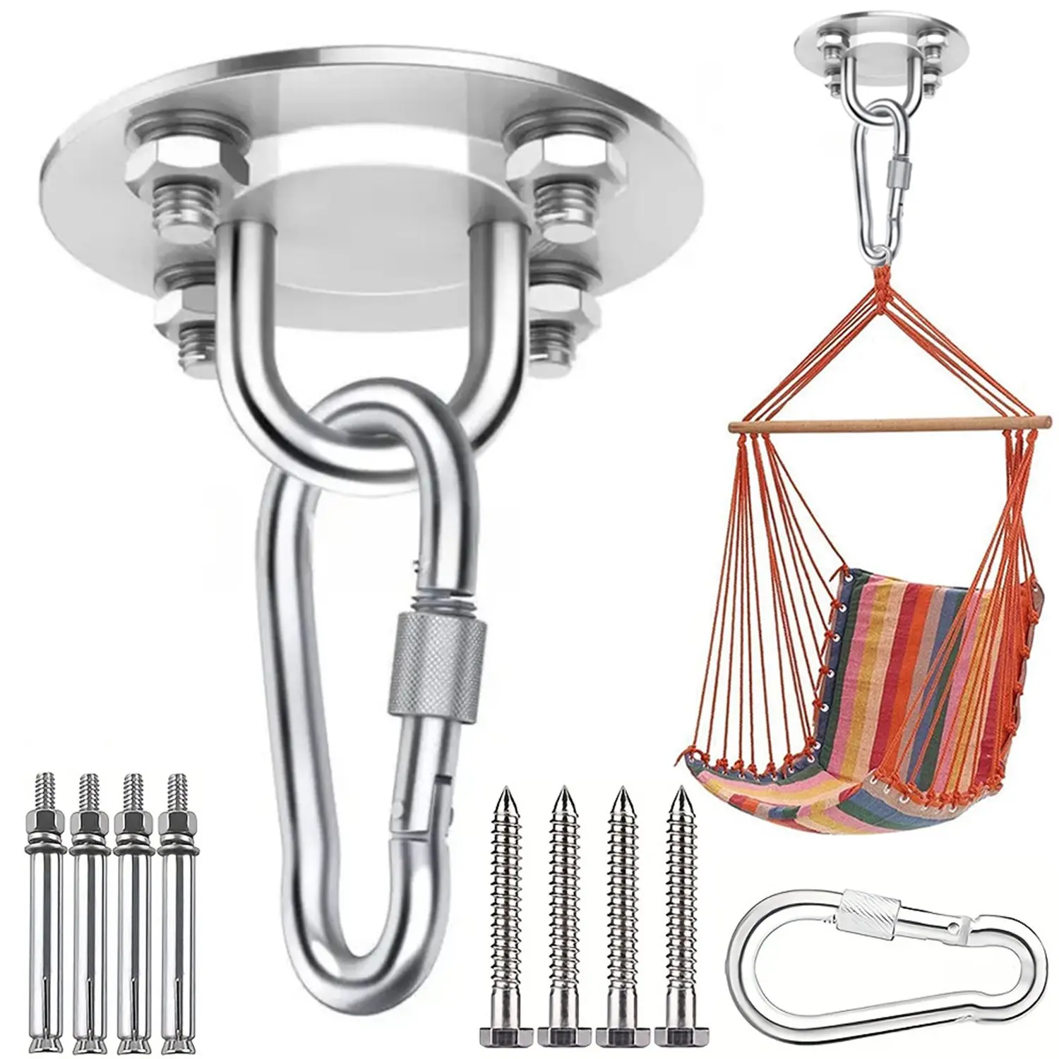 Upgrade Hanging Hammock Kit, Hammock Hooks, Swing Hook Clips for Hammock Chairs, Trees, Yoga, Gym Equipment