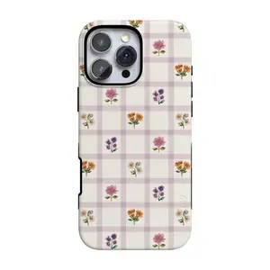 Casely iPhone 16 Pro Case | Meadow Check | Floral Gingham | Bold Protective Design | Compatible with MagSafe