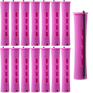 15 Long Plastic Curling Wands for Long Hair, Cold Wave Curlers with Lid Design, Hair Styling Tools, Prevents Hair Loss