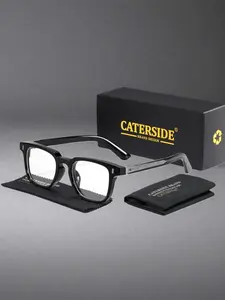 CATERSIDE Unisex Square Flat Mirror Glasses, Elegant Comfortable Design, Durable PC Frame, Perfect for Commuting, Travel, Party, Outdoor Activities, Stylish Square Frames