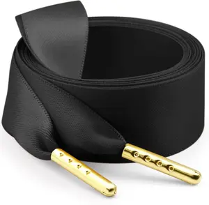Ribbon Satin Sneakers Shoelaces: 2 Pair 22mm Wide Flat Silk Shoe Laces