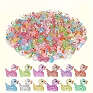 Mini Resin Duck Statue Set, Sparkling Ducks, 60/30 Glitter Farmhouse Animal Figurines, DIY Craft & Home Decor Accessories