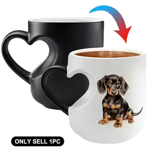 11oz Dachshund Color-Changing Mug, Starry Night Ceramic, Temperature Display, Hand Wash, Coffee & Tea Cup, Gift for Dog Lovers