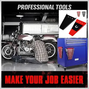 2-Pack Magnetic Wrench Organizer with 12 Slots, Heavy-Duty Tool Rack for Adjustable Wrenches, Strong Magnet Base for Toolbox, Garage Wall & Workshop, Red & Black