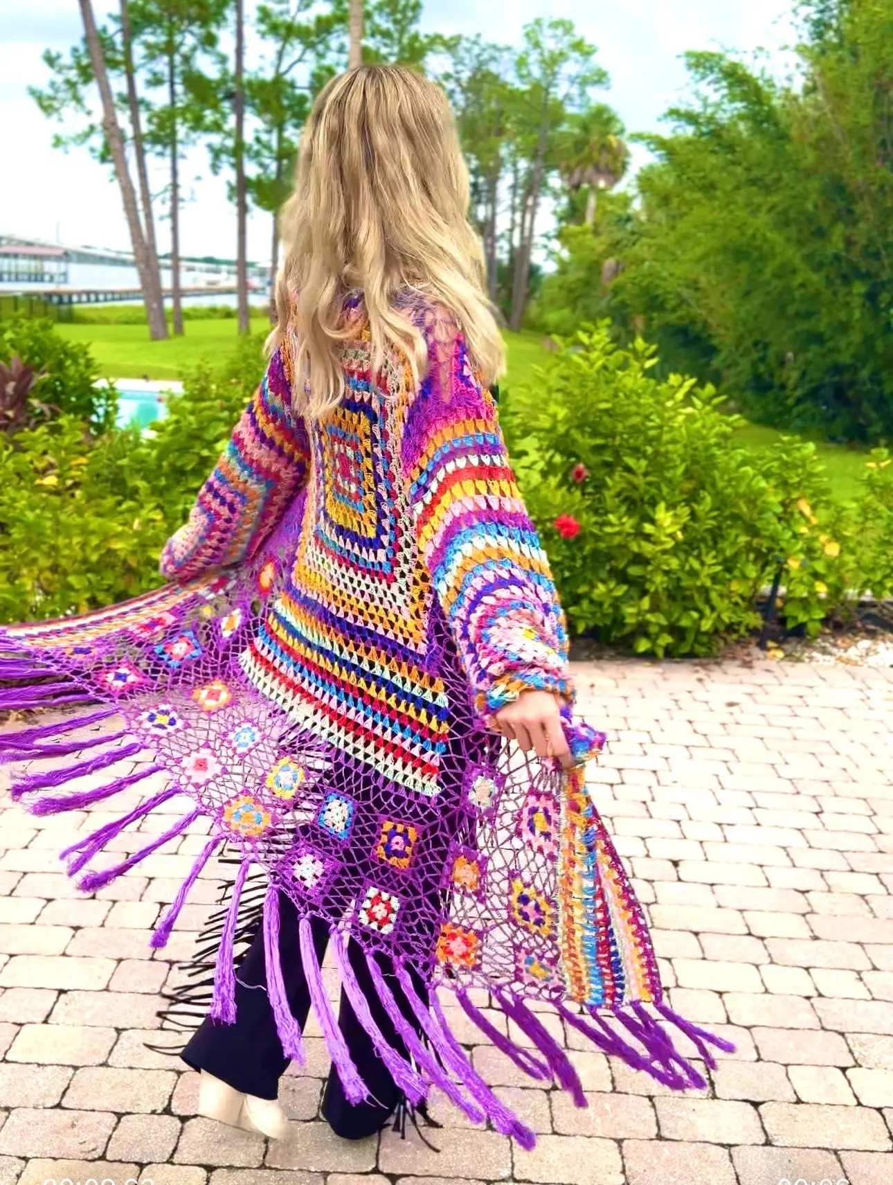Pastel Rainbow Crochet Duster