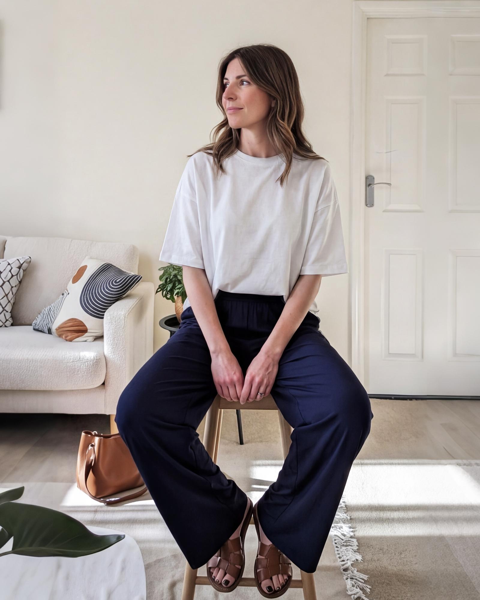 ESOFT Wide Leg Lounge After-Work Pants, Women High-Waisted Casual Yoga Pants with Pockets